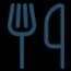 Icon for restaurant services featuring fork and knife cutlery design.